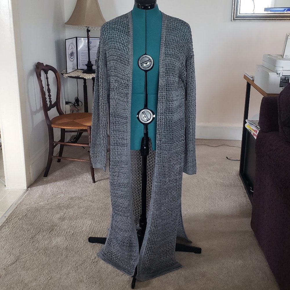 Mystree Crochet Knit Open Duster Cardigan M/L